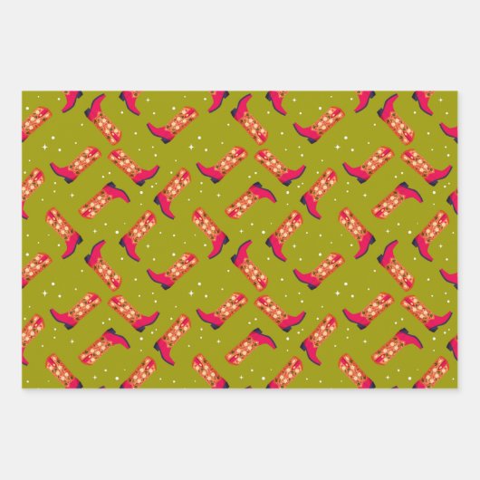 Cowboy Stiefel und Blume Geschenkpapier Set (Vorderseite 2)