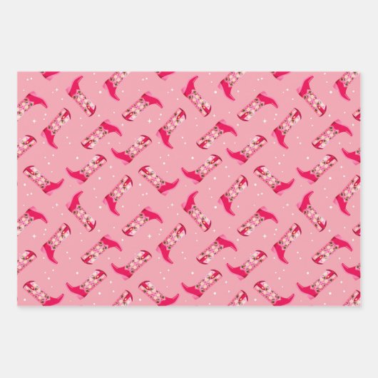 Cowboy Stiefel und Blume Geschenkpapier Set (Vorderseite)