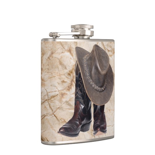 Cowboy Stiefel und Hut Flachmann (Rechts)
