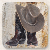 Cowboy Stiefel und Hut Getränkeuntersetzer (Vorderseite)