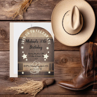 Cowboy-Stiefel und Hut mit Sternen zum Geburtstag Einladung
