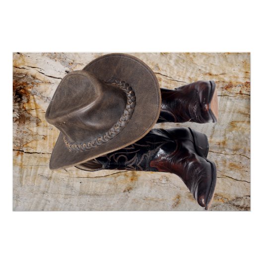 Cowboy Stiefel und Hut Poster (Vorderseite)