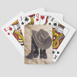 Cowboy-Stiefel und Hut Spielkarten