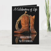 Cowboy Stiefel und Rope Celebration of Life Card Karte (Vorderseite)