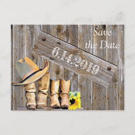 Cowboy Stiefel und Sonnenblumen Rettete das DateWe Postkarte
