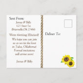 Cowboy Stiefel und Sonnenblumen Rettete DateWeddin Postkarte (Rückseite)