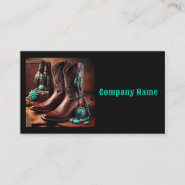 Cowboy Stiefel und Türkisschmuck (schwarz) Visitenkarte