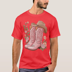 Cowboy-Stiefel Western Country Cowgirl Blumen Mädc T-Shirt