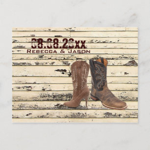 Cowboy-Stiefel Western-Land-Hochzeit Save-the-Date Ankündigungspostkarte