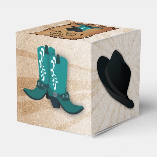 Cowboy Stiefel Western Personalisierte Gefälligkei Geschenkschachtel (Rückseite)