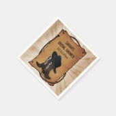 Cowboy Stiefel Western personalisierte Hochzeitsna Serviette (Ecke)