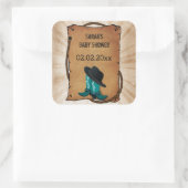 Cowboy Stiefel Western Thema Personalisierte Aufkl Quadratischer Aufkleber (Tasche)