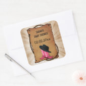 Cowboy Stiefel Western Thema Personalisierte Aufkl Quadratischer Aufkleber (Umschlag)