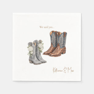 Cowboy-Stiefel Wir haben Ja gesagt Hochzeits-Cockt Serviette