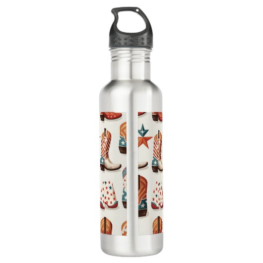 Cowboy Stiefelmuster Edelstahlflasche (Rückseite)