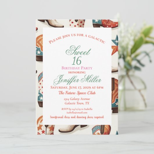 Cowboy Stiefelmuster Einladung (Stehend Vorderseite)