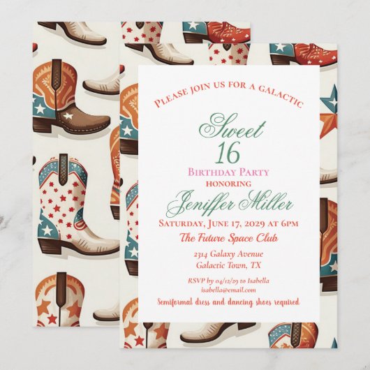 Cowboy Stiefelmuster Einladung (Vorne/Hinten)