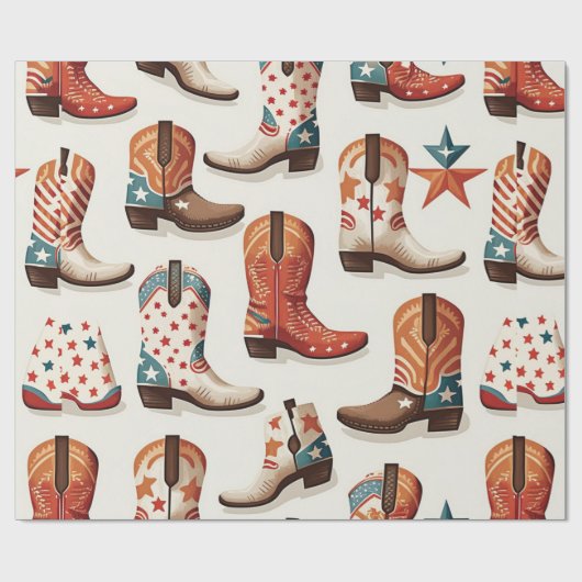 Cowboy Stiefelmuster Geschenkpapier (Flach)