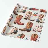 Cowboy Stiefelmuster Geschenkpapier (Ungerollt)
