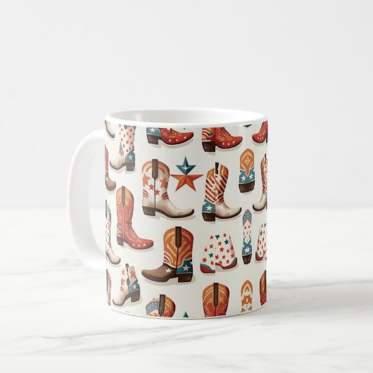 Cowboy Stiefelmuster Kaffeetasse (Vorderseite Links)