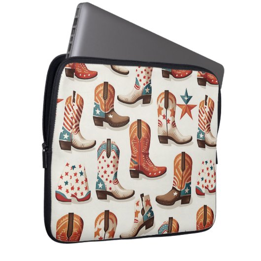 Cowboy Stiefelmuster Laptopschutzhülle (Vorne Rechts)
