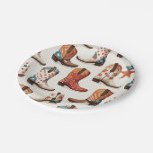 Cowboy Stiefelmuster Pappteller (Schrägansicht)