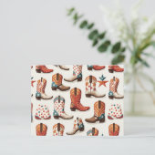 Cowboy Stiefelmuster Postkarte (Stehend Vorderseite)