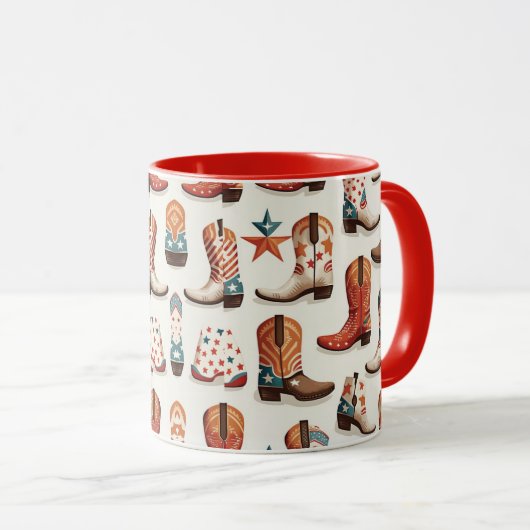 Cowboy Stiefelmuster Tasse (VorderseiteRechts)