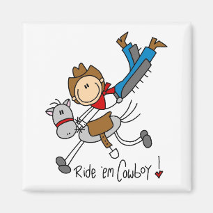 Cowboy-Strichmännchen-T-Shirts und Geschenke Magnet