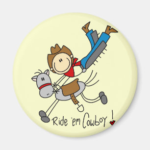 Cowboy-Strichmännchen-T-Shirts und Geschenke Magnet