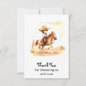 Cowboy-Style Rustic Boy Baby Shower Dankeskarte (Vorderseite)