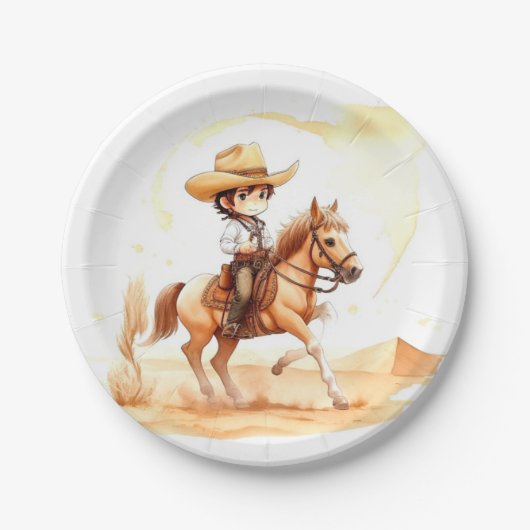 Cowboy-Style Rustic Boy Baby Shower Pappteller (Vorderseite)