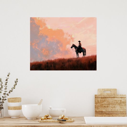 Cowboy Sunrise Western Poster (Küche)