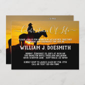 Cowboy Sunset Beerdigungsservice Einladung (Vorne/Hinten)