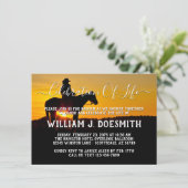 Cowboy Sunset Beerdigungsservice Einladung (Stehend Vorderseite)