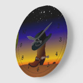 Cowboy Sunset Große Wanduhr (Winkel)