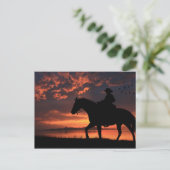 Cowboy Sunset Postkarte (Stehend Vorderseite)