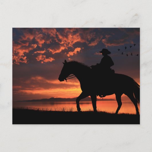 Cowboy Sunset Postkarte (Vorderseite)