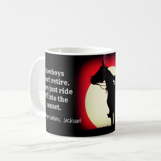 Cowboy Sunset Retirement Kaffeetasse (Vorderseite Links)