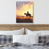 Cowboy Sunset Ride Silhouette Painting Leinwanddruck (Insitu (Schlafzimmer))