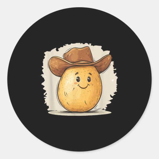 Cowboy Tato Kostüm mit Western-Hut für Jungen und Runder Aufkleber (Vorderseite)