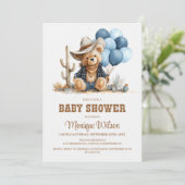 Cowboy Teddy Bear Baby Shower Invitation Einladung (Stehend Vorderseite)