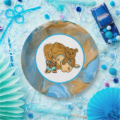 Cowboy Teddy Bear Boy's Baby Shower Pappteller (Party)