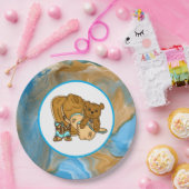 Cowboy Teddy Bear Boy's Baby Shower Pappteller (Party)