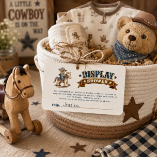 Cowboy Teddy Bear Display Baby Shower  Begleitkarte