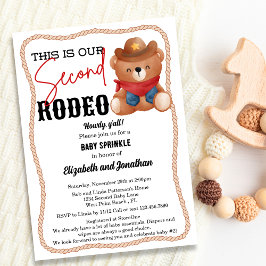 Cowboy Teddy Bear Rodeo Red Second Baby Sprinkle Einladung