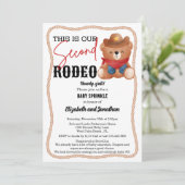 Cowboy Teddy Bear Rodeo Red Second Baby Sprinkle Einladung (Stehend Vorderseite)