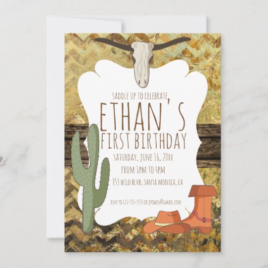 Cowboy Themed Birthday Einladung (Vorderseite)