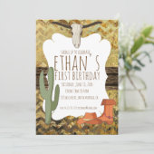 Cowboy Themed Birthday Einladung (Stehend Vorderseite)