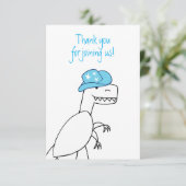 Cowboy Trex Dinosaur Kindergeburtstag Vielen Dank Dankeskarte (Stehend Vorderseite)